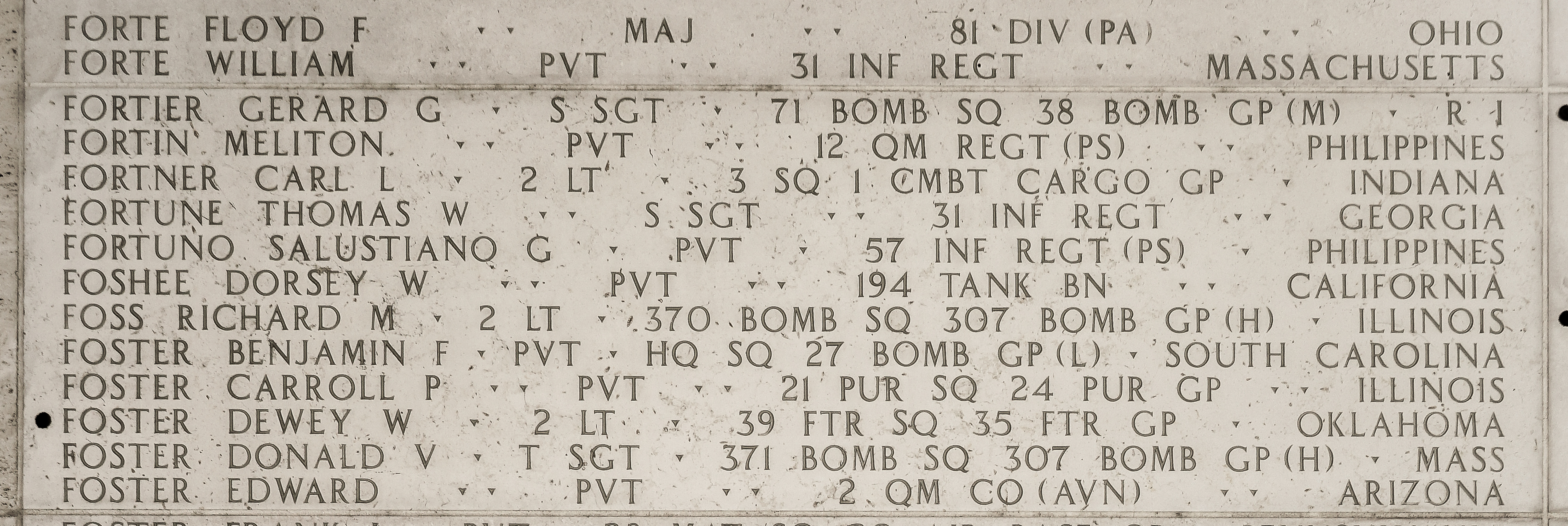 Donald V. Foster, Technical Sergeant